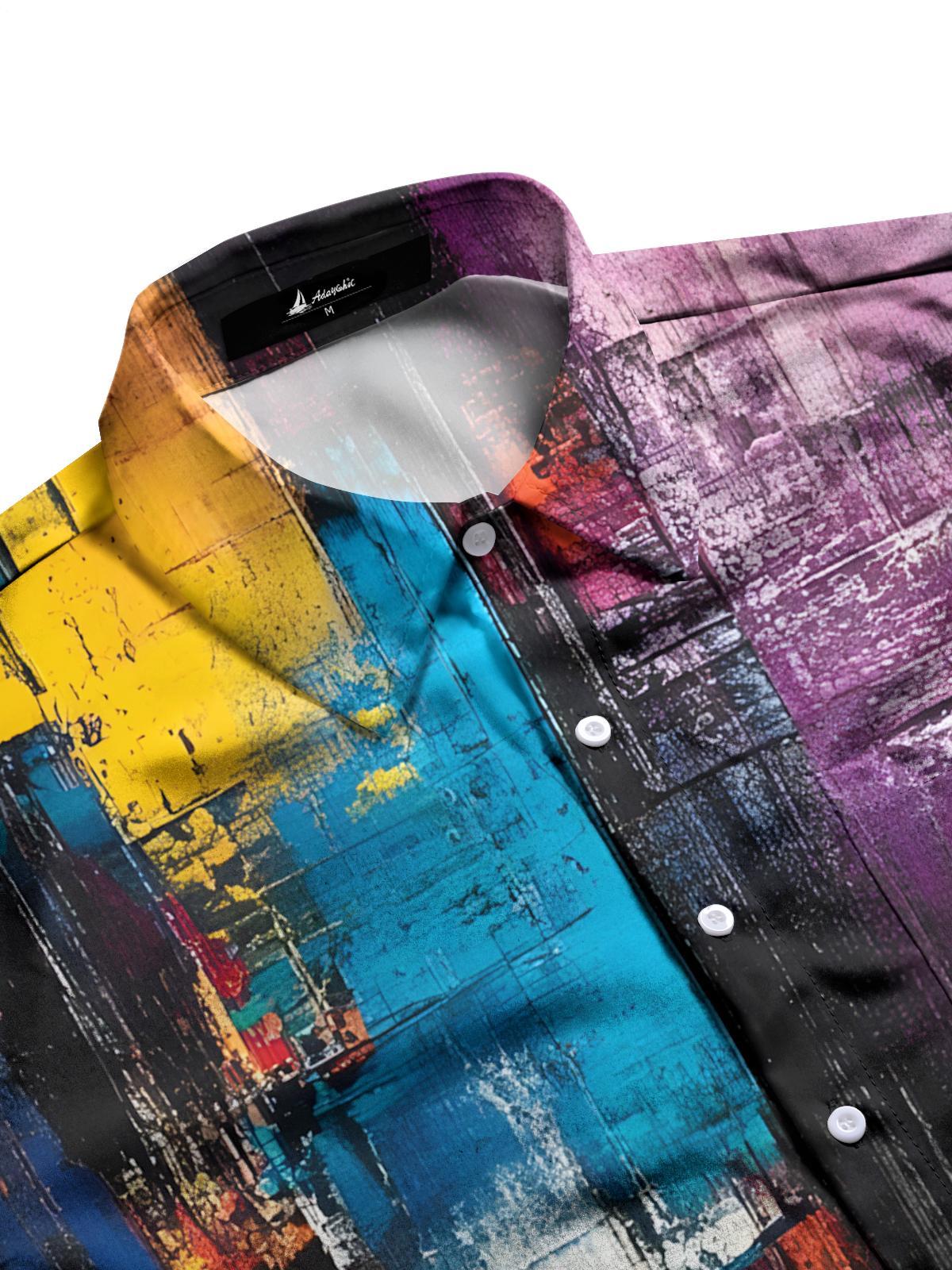 Abstract Art Gradient Print Men's Pocket Short Sleeve Shirts