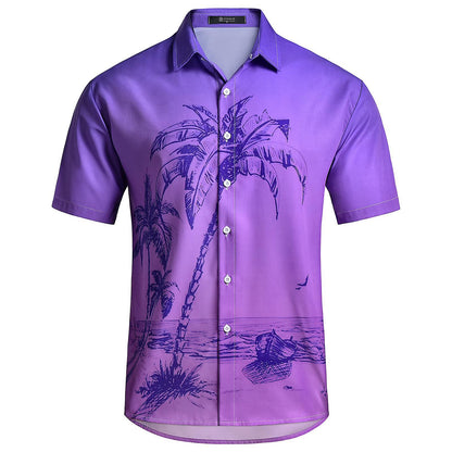 Beach Shirts for Men Palm Tree Printed Hawaiian Casual Tropical Button Up Shirt Summer Clothes for Beach Everyday Wear high grade