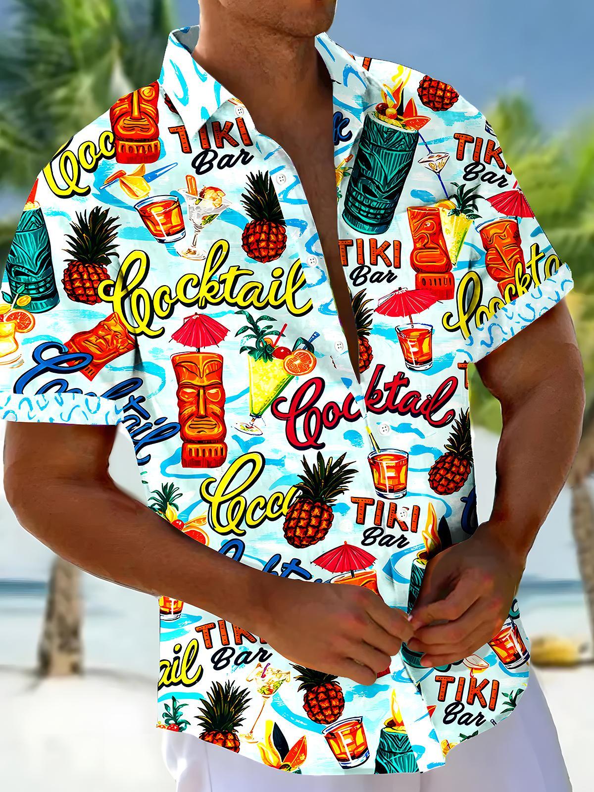 Hawaiian Tiki Men's Pocket Short Sleeve Shirts