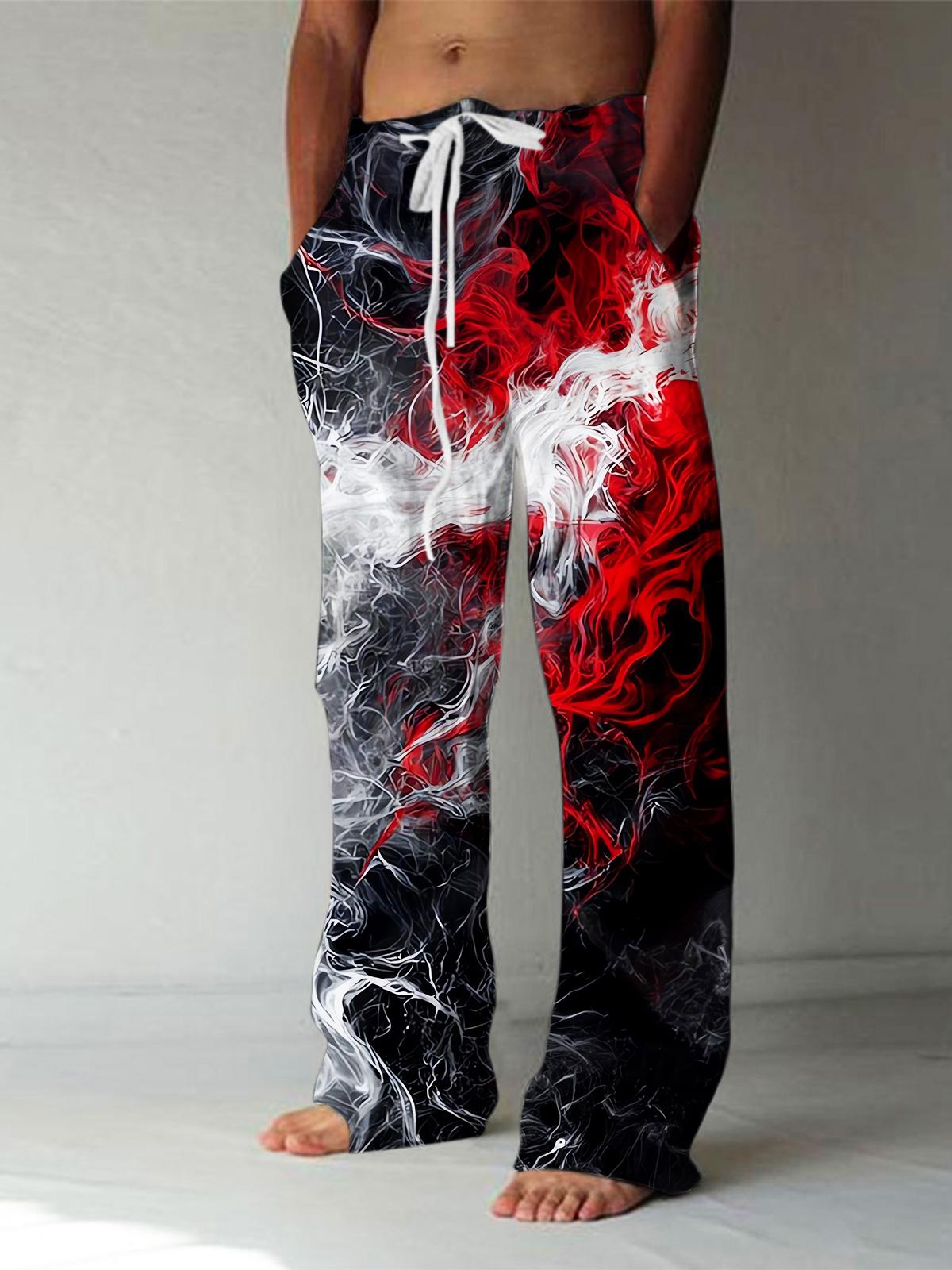 Abstract Print Men's Casual Elastic Waist Pants