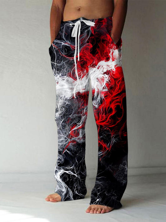 Abstract Print Men's Casual Elastic Waist Pants