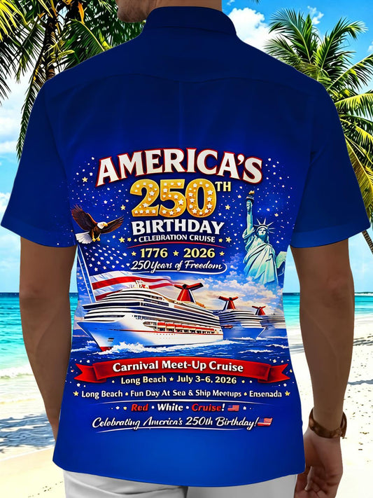 America's 250th Birthday Cruise Celebration Men's Pocket Short Sleeve Shirts