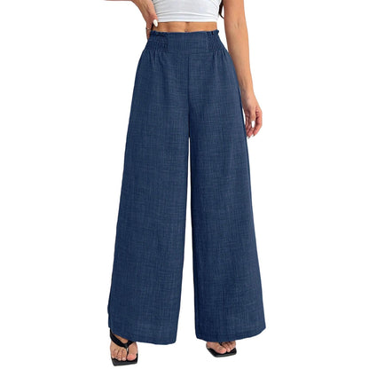 Womens Wide Leg Pants Elastic Waist Summer Lounge Pants Flowy Straight Leg Trousers for Travel Dating Leisure dependable