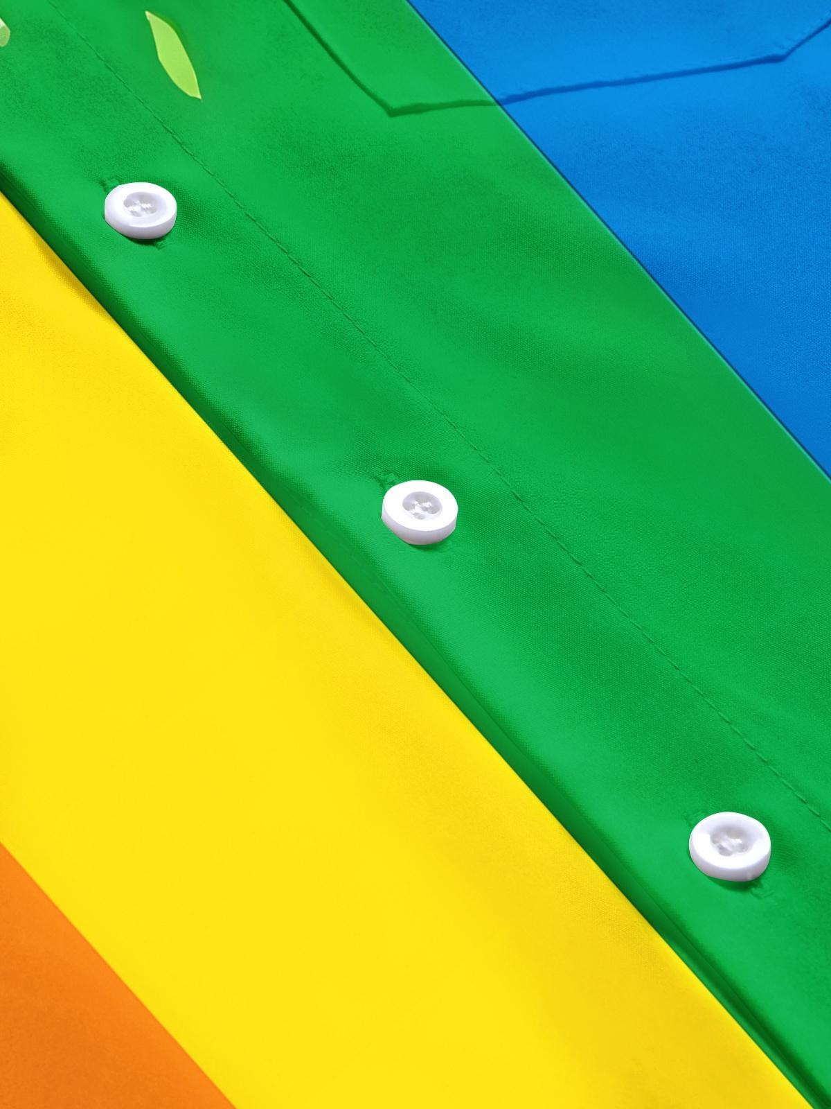 Colorful Pride Month Flag Men's Pocket Short Sleeve Shirts