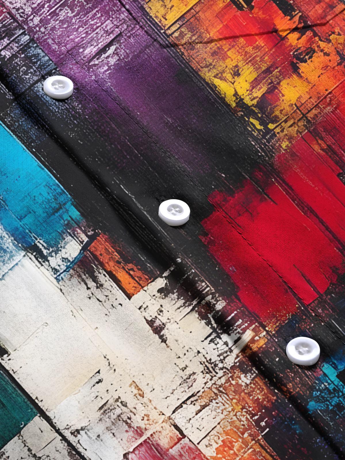 Abstract Art Gradient Print Men's Pocket Short Sleeve Shirts
