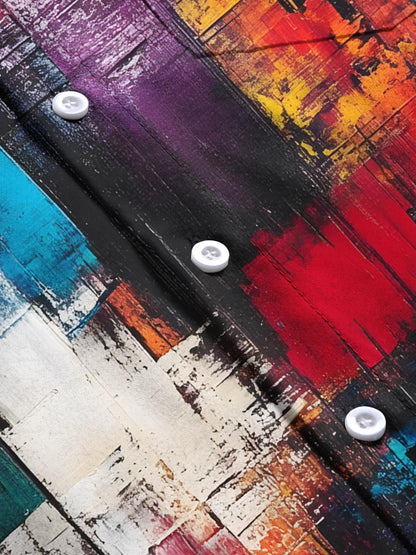 Abstract Art Gradient Print Men's Pocket Short Sleeve Shirts