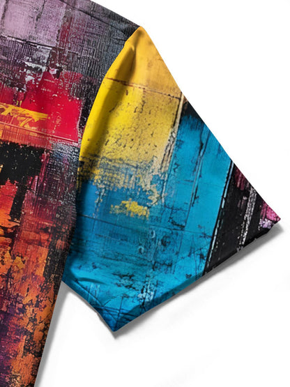 Abstract Art Gradient Print Men's Pocket Short Sleeve Shirts