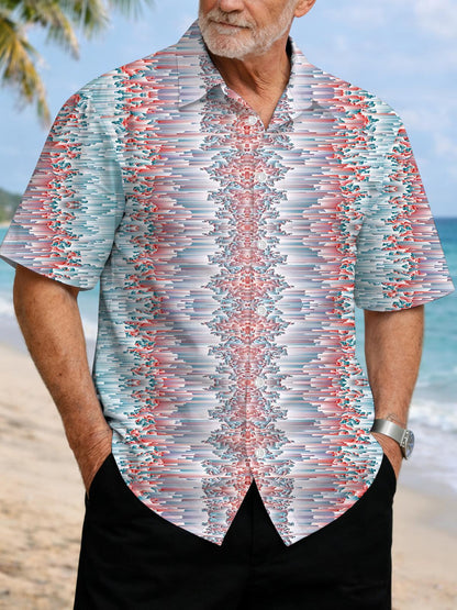 Abstract Print Men's Pocket Short Sleeve Shirts