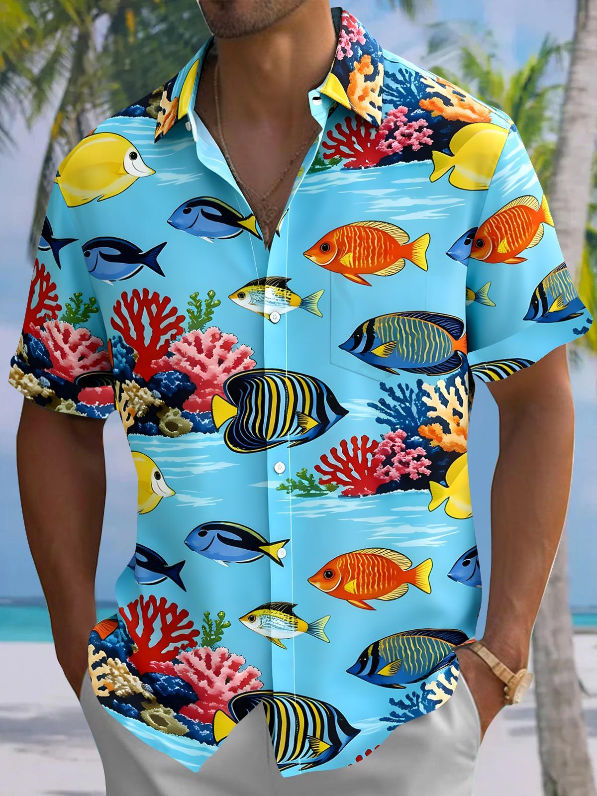 Hawaiian Fish Men's Pocket Short Sleeve Shirts