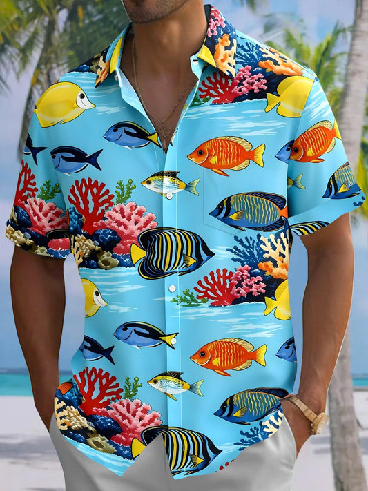 Hawaiian Fish Men's Pocket Short Sleeve Shirts