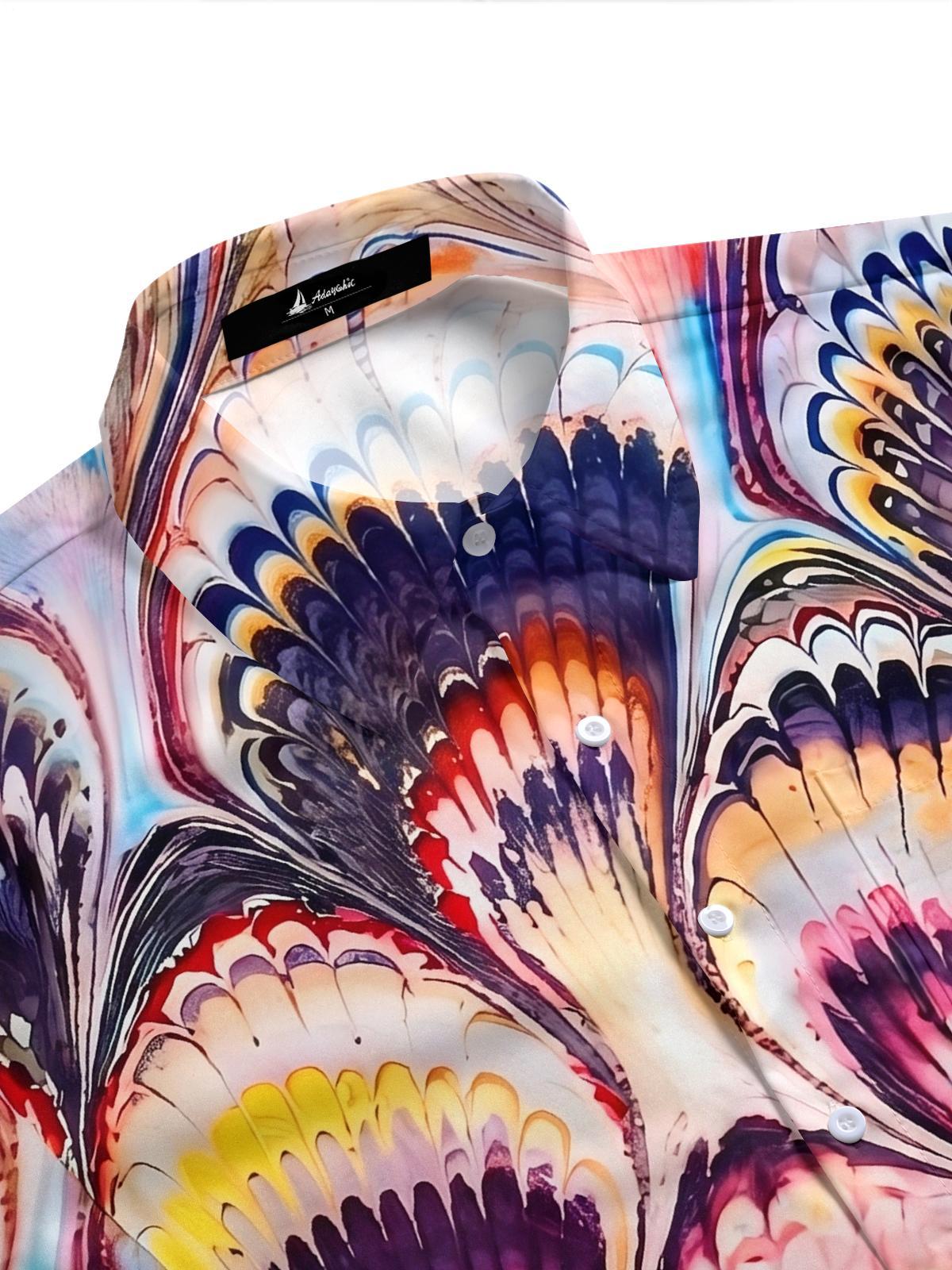 Peacock Feather Pattern Men's Pocket Short Sleeve Shirts