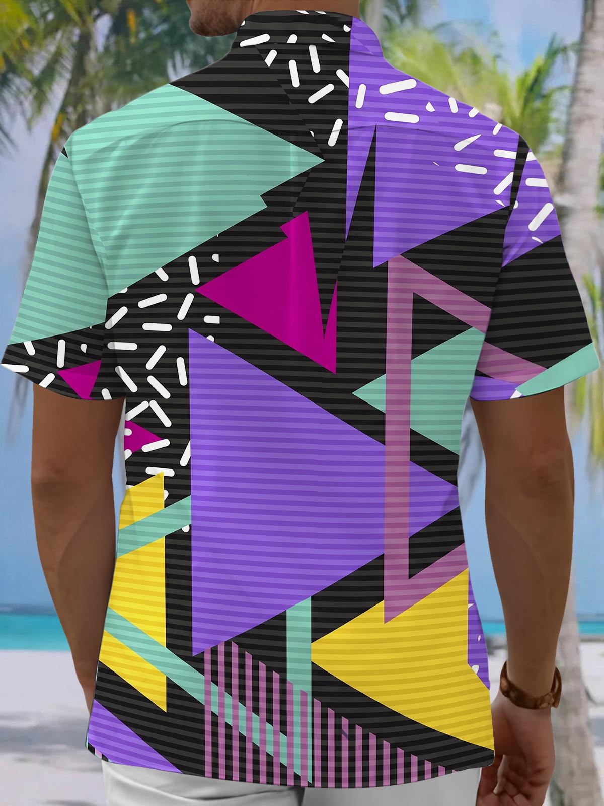Geometric Print Men's Pocket Short Sleeve Shirts