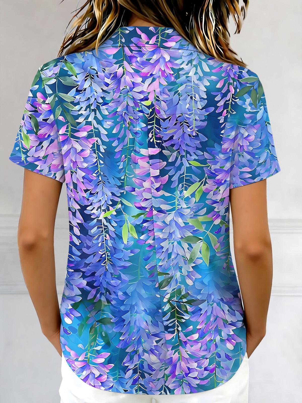Floral Print Women's Short Sleeve Shirts