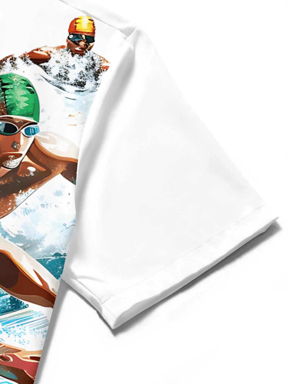 Swimmer Print Men's Pocket Short Sleeve Shirts