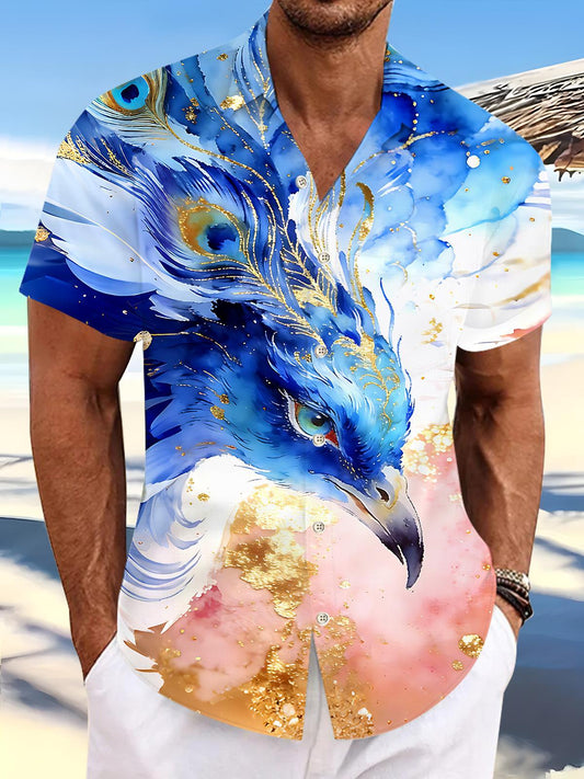 Animals Peacock Men's Pocket Short Sleeve Shirts