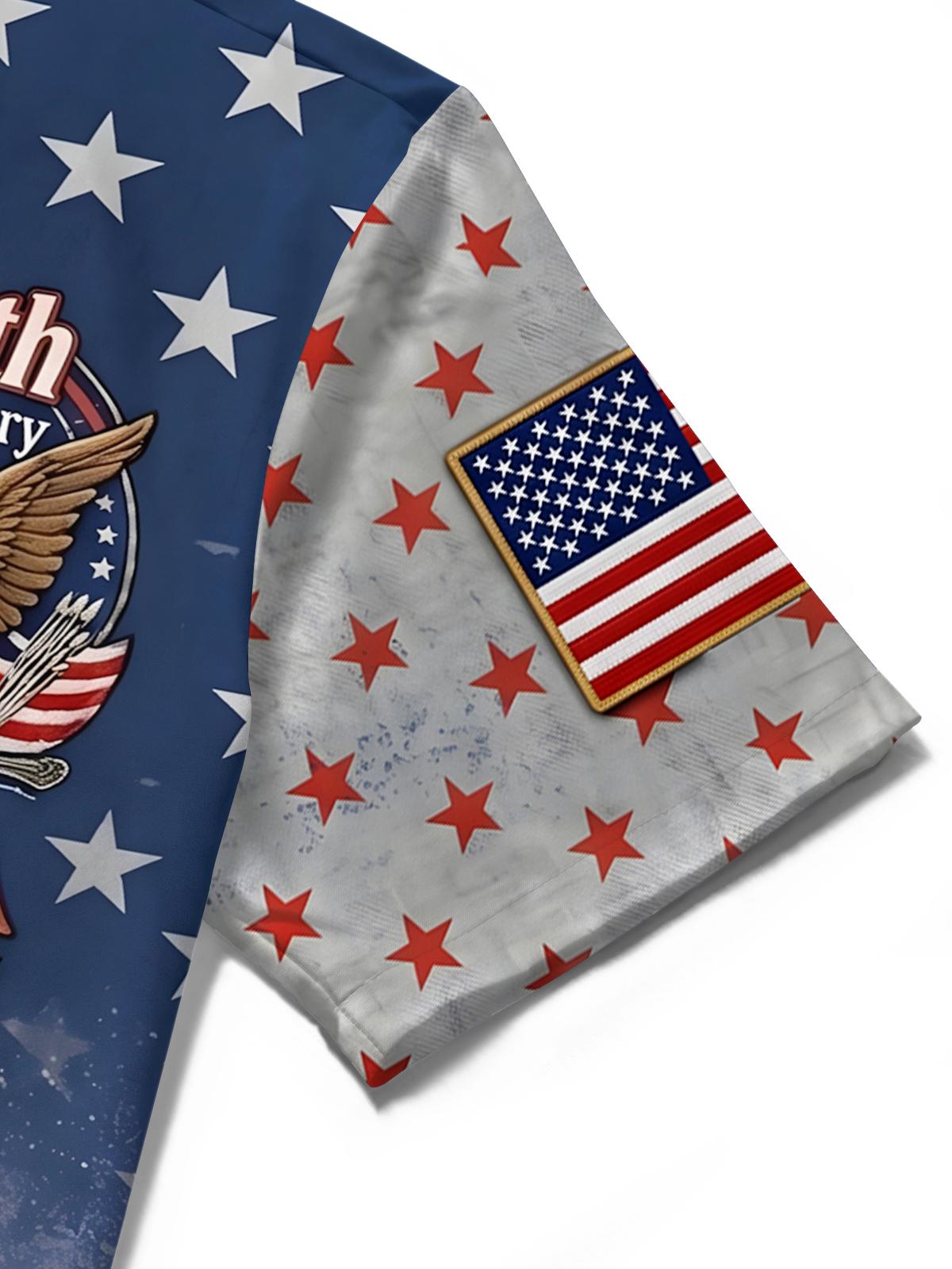 Vintage USA 250th Anniversary Eagle Shield Men's Pocket Short Sleeve Shirts