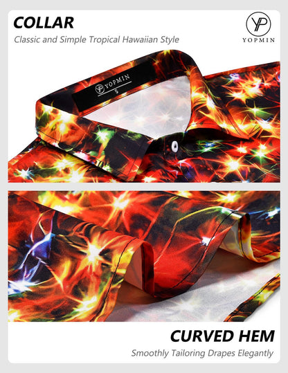 Mens Christmas Shirt Christmas Neon Print Casual Button Down Holiday Shirt Short Sleeve Loose Tops for Everyday Wear judicious