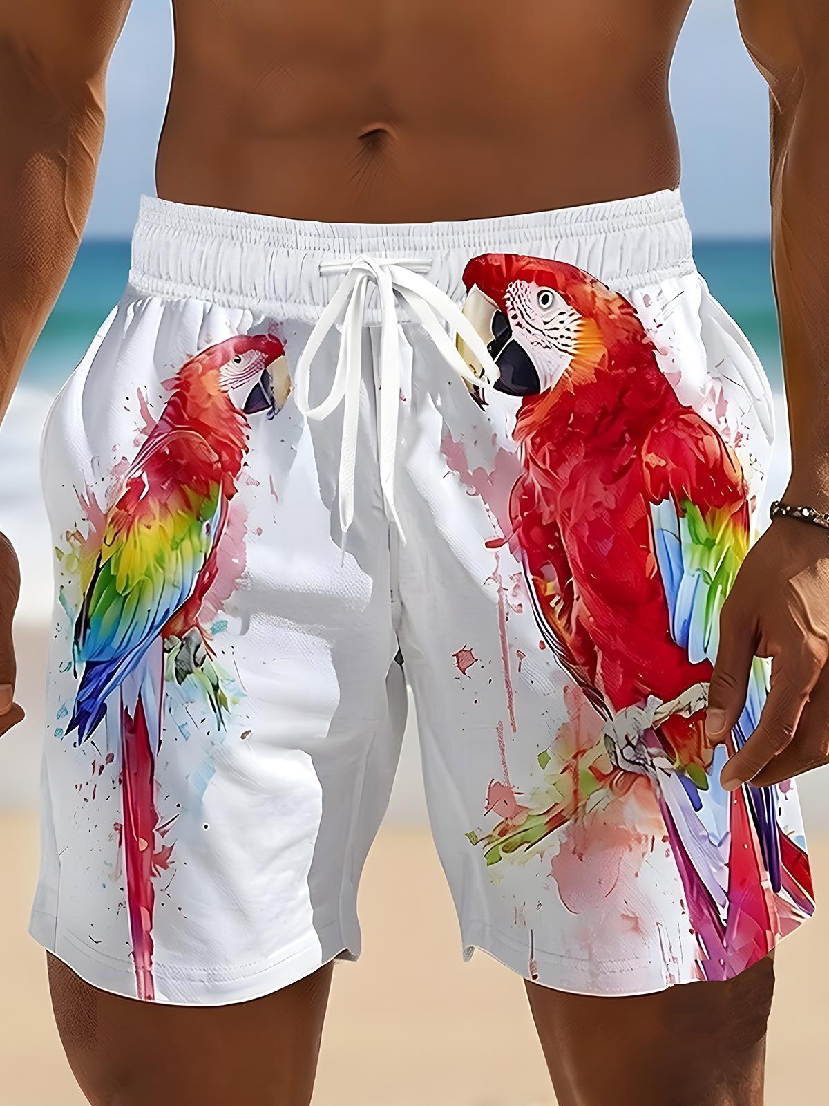 Hawaiian Parrot Men's Print Pocket Shorts