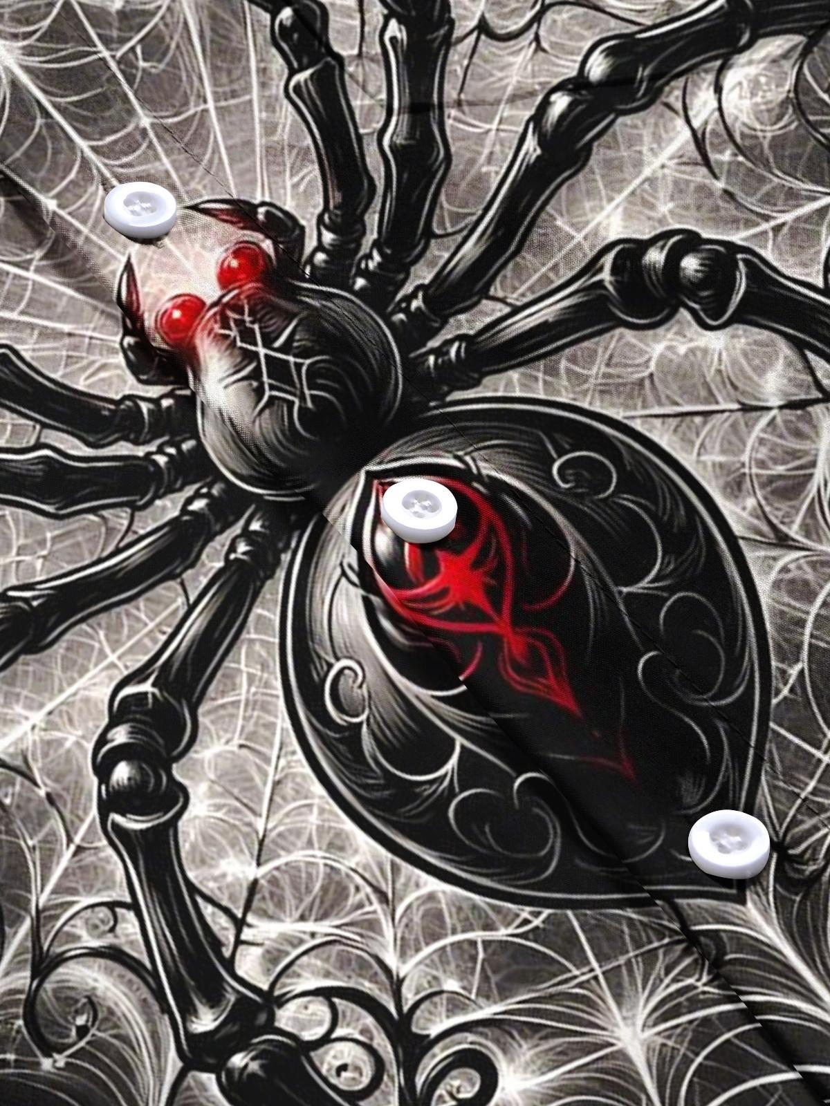 Spider Print Men's Pocket Short Sleeve Shirts