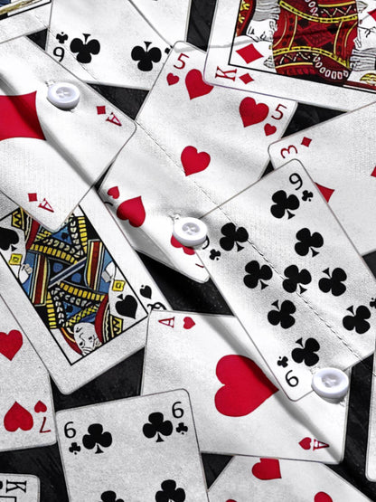 Poker Print Men's Pocket Short Sleeve Shirts