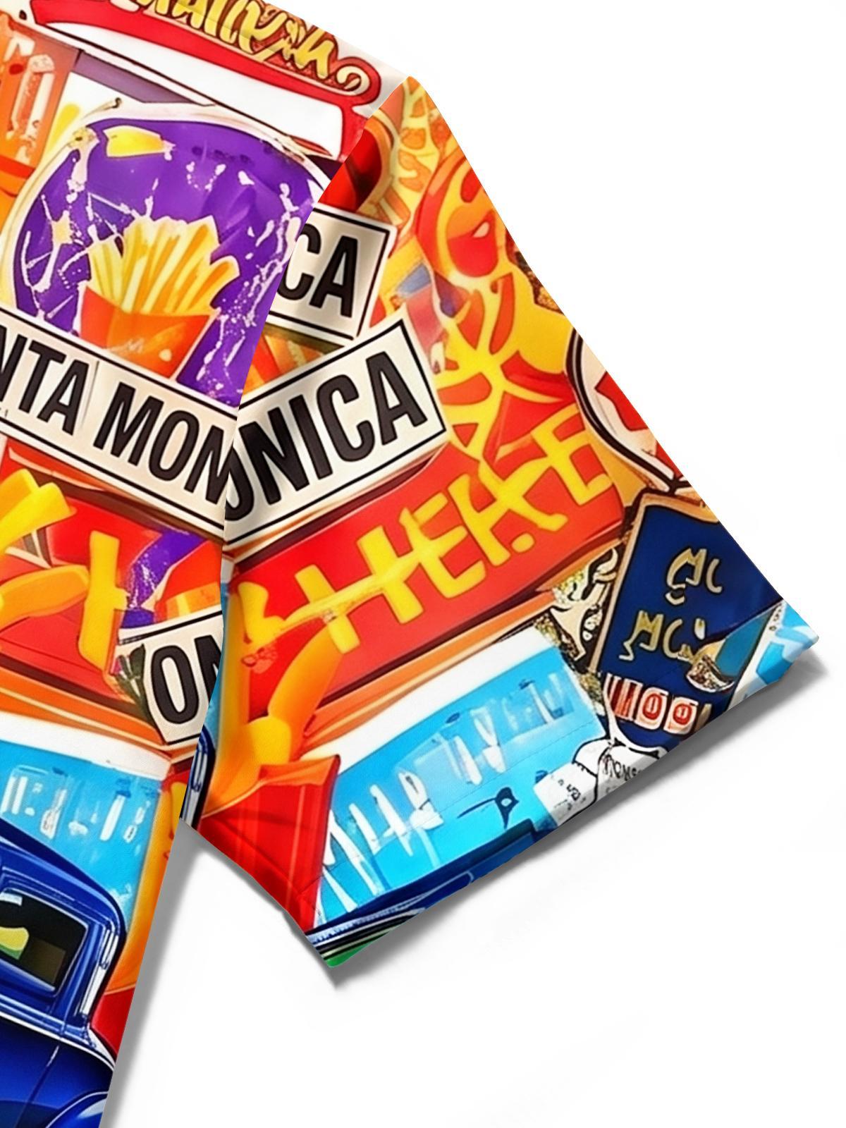 Route 66 Retro Collage Men's Pocket Short Sleeve Shirts