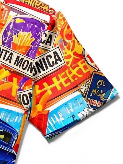 Route 66 Retro Collage Men's Pocket Short Sleeve Shirts