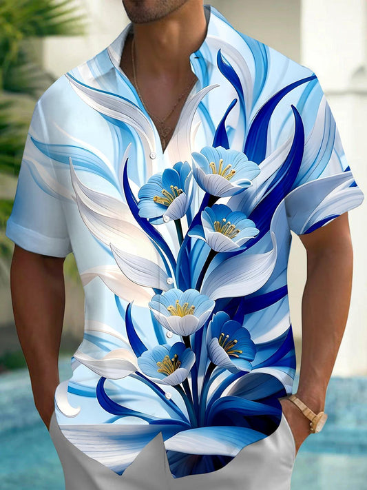 Floral Men's Pocket Short Sleeve Shirts