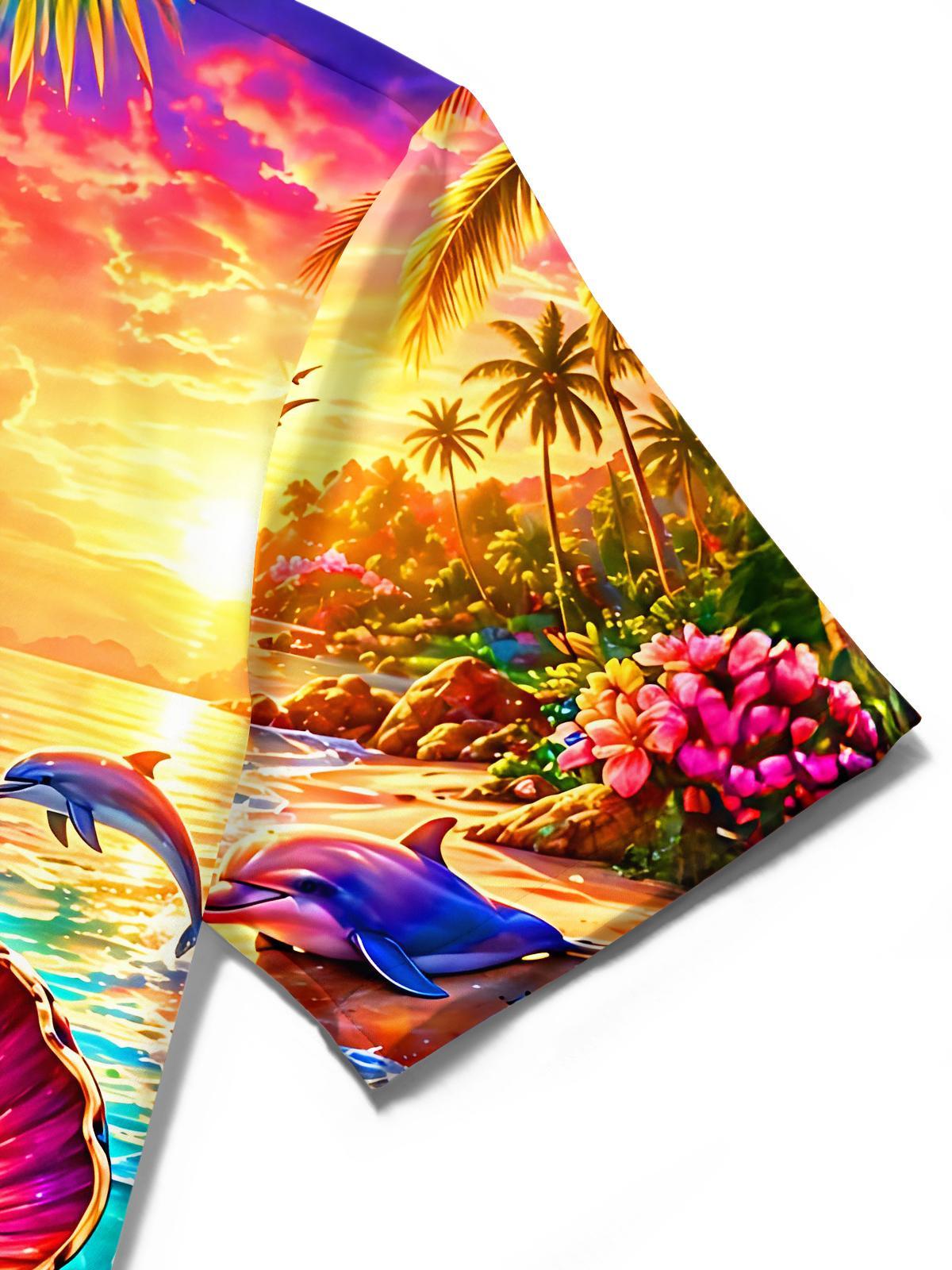 Hawaiian Ocean Turtle Men's Pocket Short Sleeve Shirts