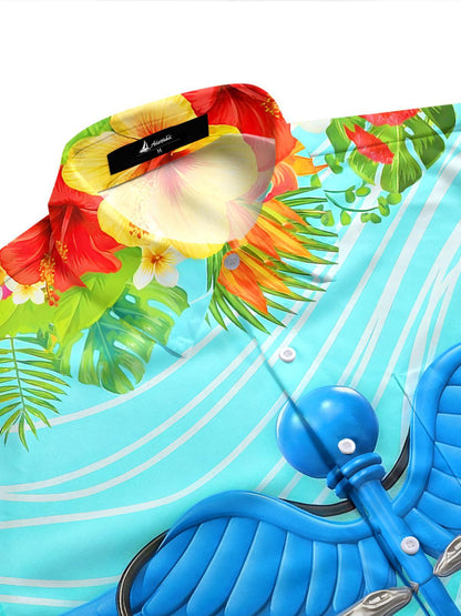 Hawaiian Flower Medical Stethoscope Men's Pocket Short Sleeve Shirts