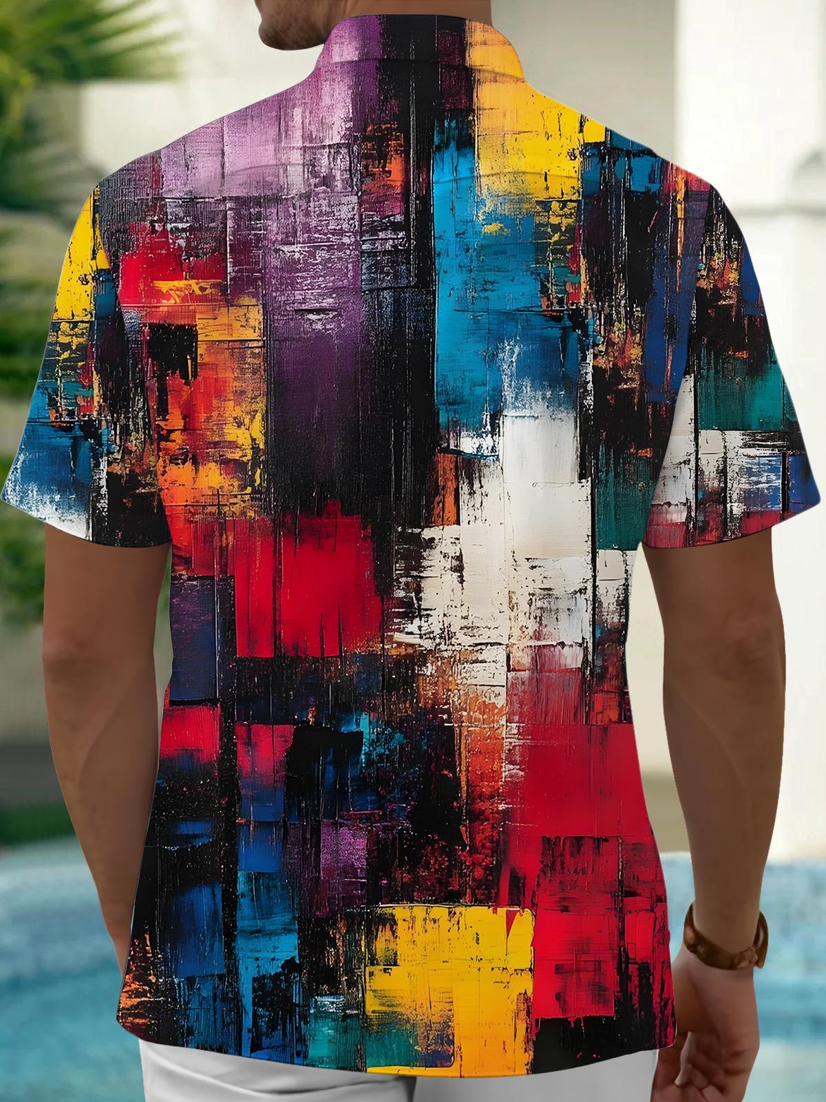 Abstract Art Gradient Print Men's Pocket Short Sleeve Shirts