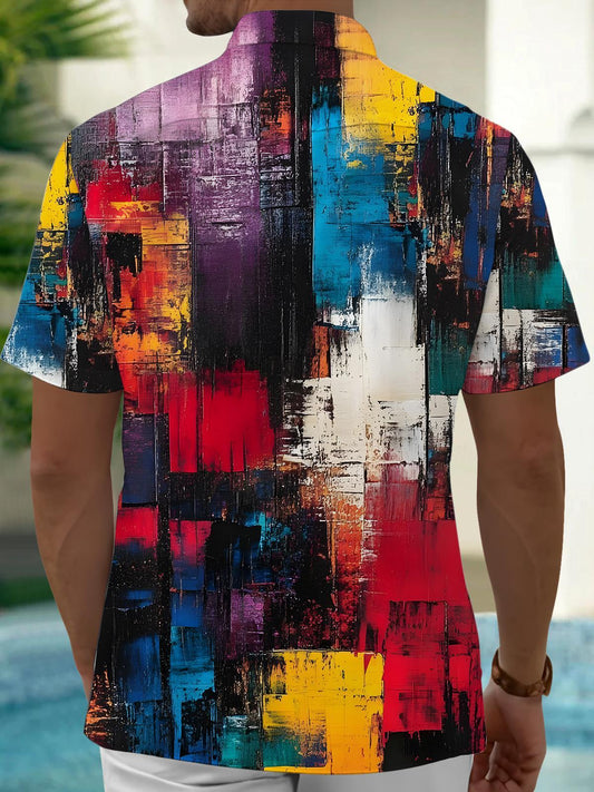 Abstract Art Gradient Print Men's Pocket Short Sleeve Shirts