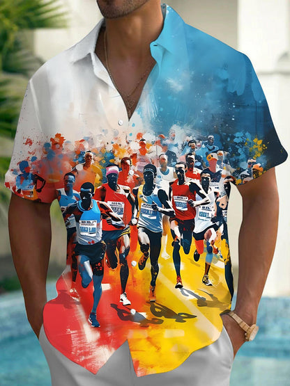 Marathon Print Men's Pocket Short Sleeve Shirts