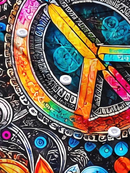 Hippie Bohemian Peace Mandala Men's Pocket Short Sleeve Shirts