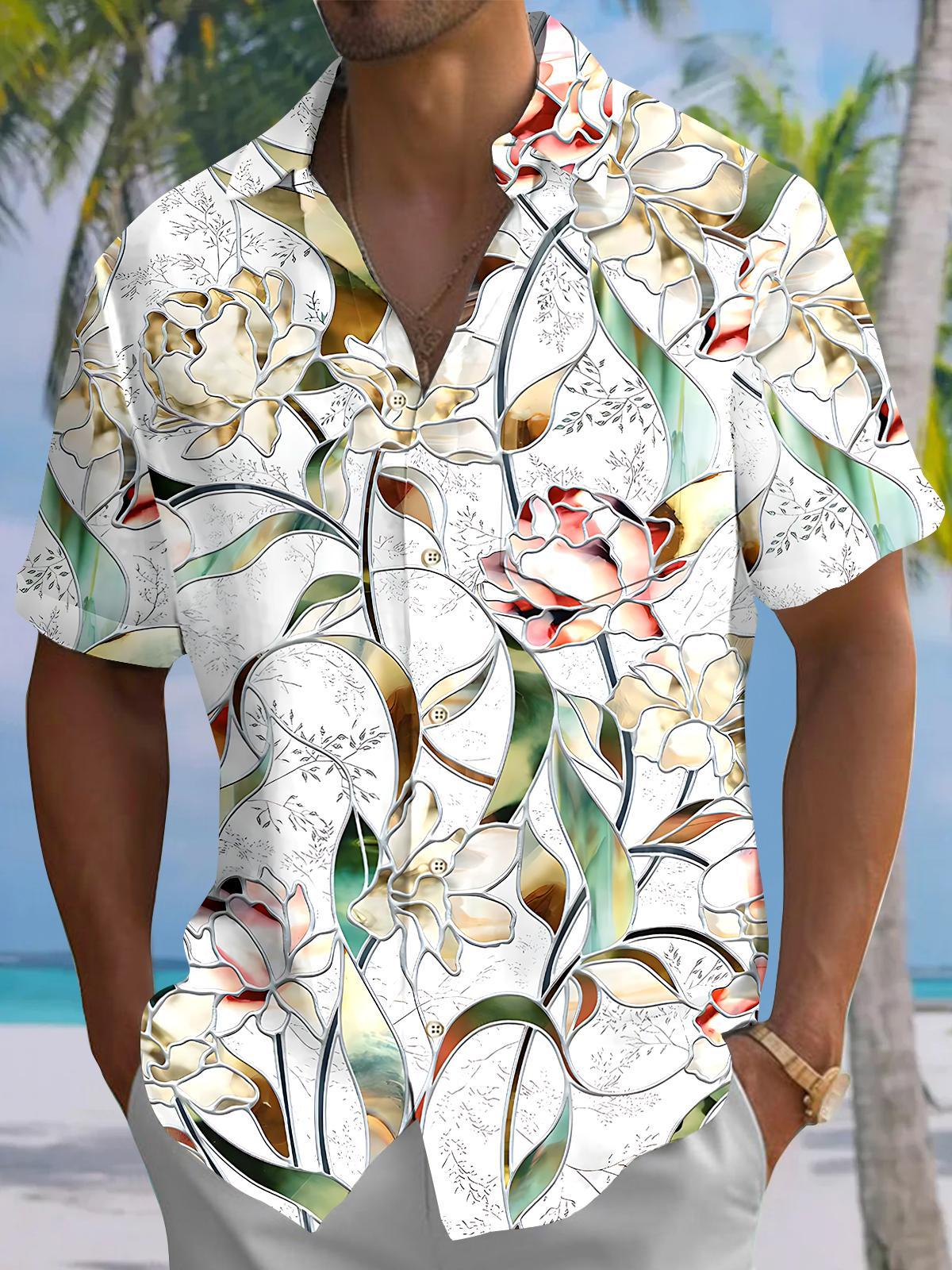 Floral Men's Pocket Short Sleeve Shirts