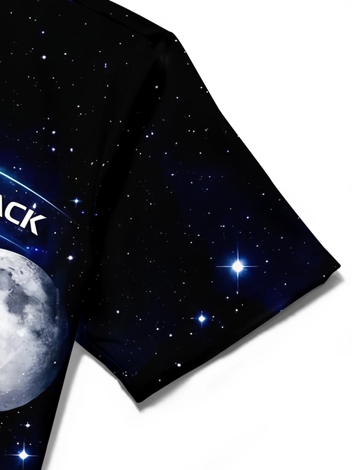 Space Rocket Launch Lunar Exploration Men's Pocket Short Sleeve Shirts