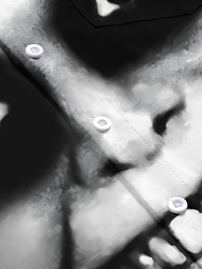 Horror Face Print Men's Pocket Short Sleeve Shirts