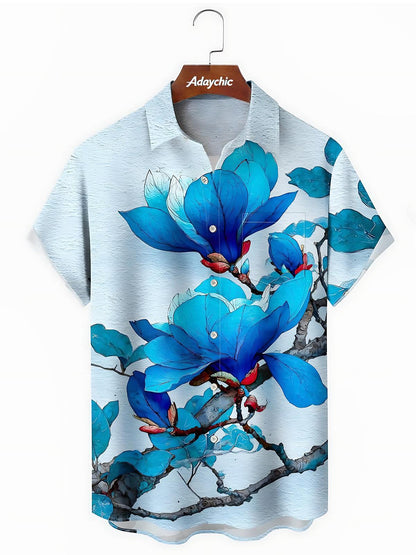 Floral Men's Pocket Short Sleeve Shirts