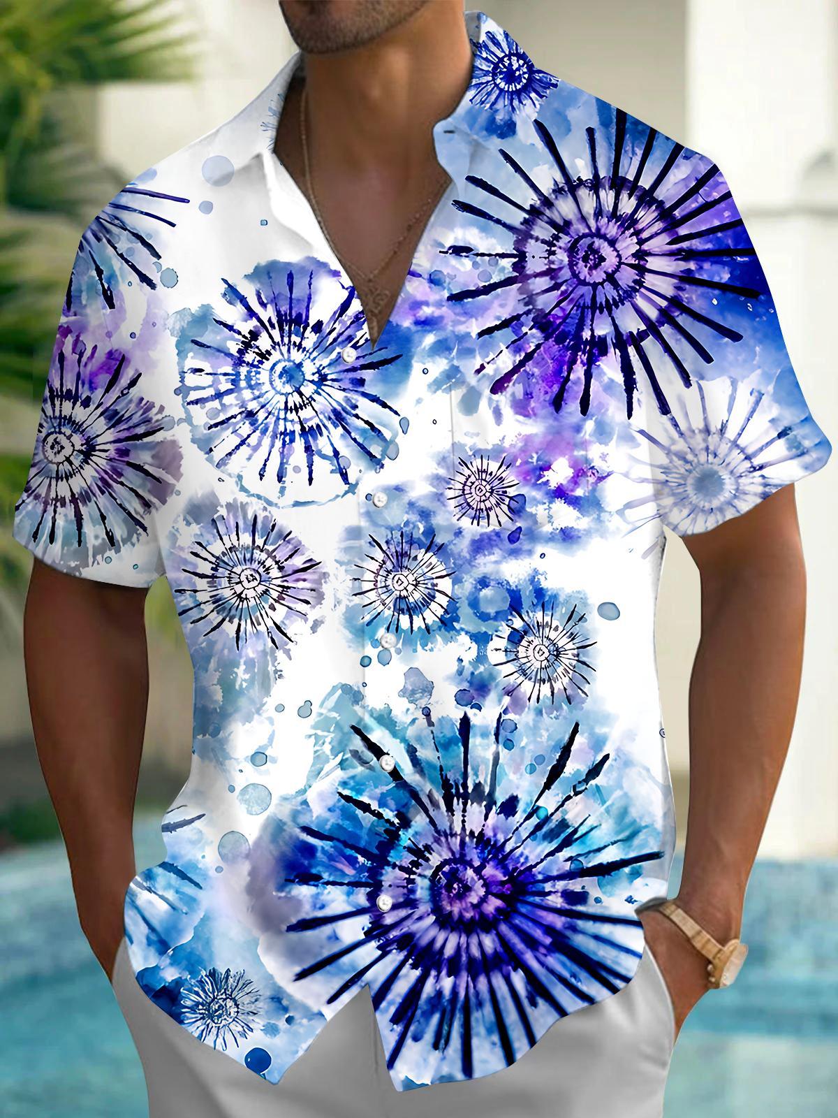 Abstract Tie Dye Men's Pocket Short Sleeve Shirts