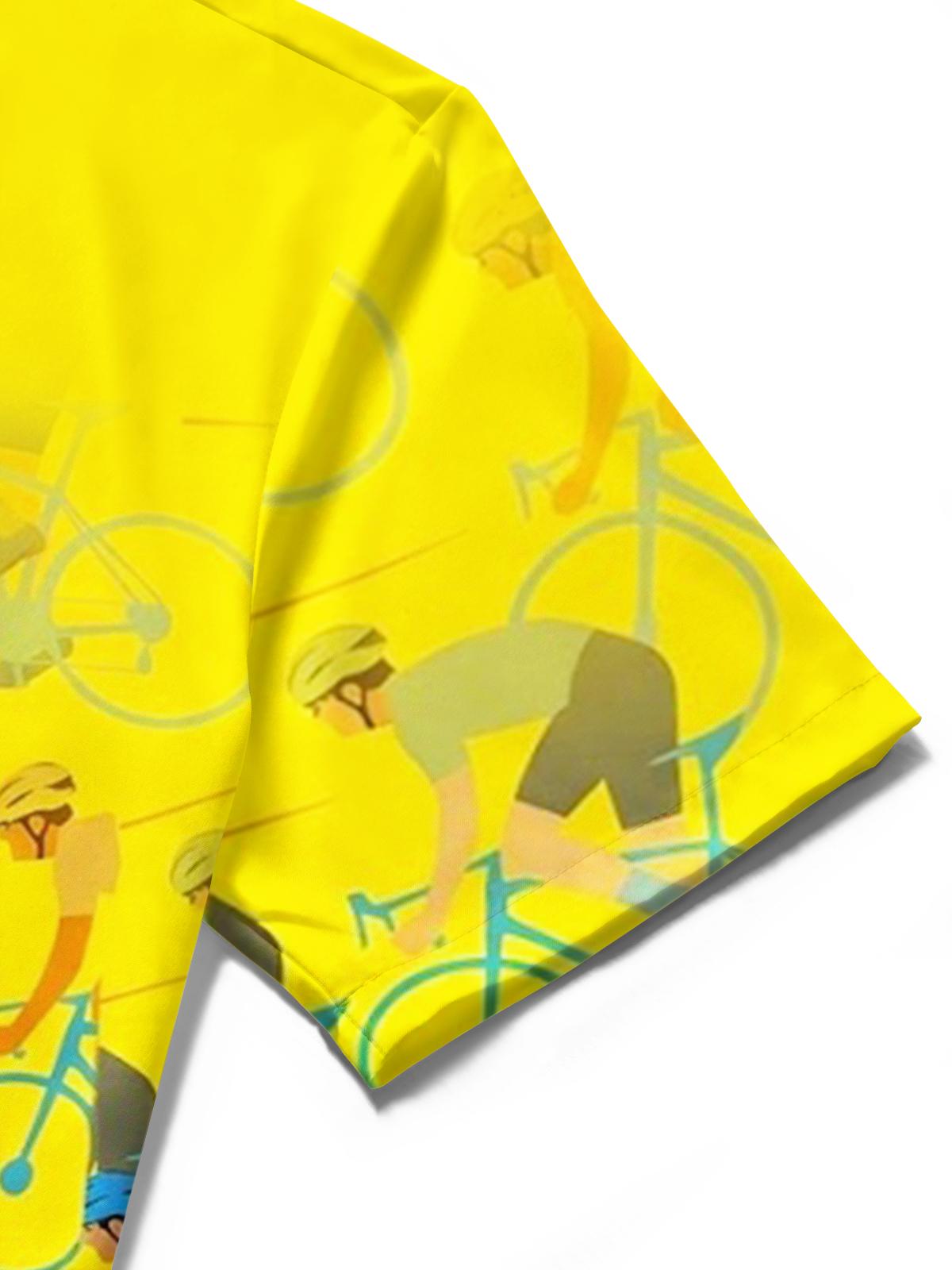 Bicycle Print Men's Pocket Short Sleeve Shirts