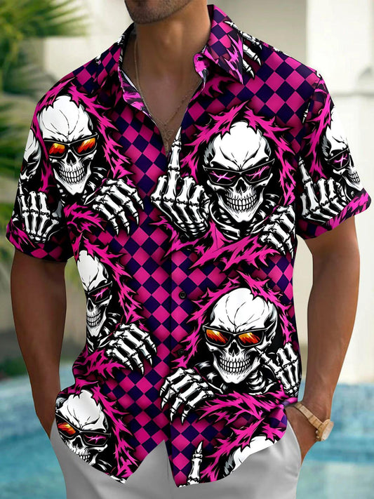 Geometry Skull Men's Pocket Short Sleeve Shirts