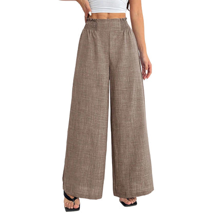 Womens Wide Leg Pants Elastic Waist Summer Lounge Pants Flowy Straight Leg Trousers for Travel Dating Leisure dependable