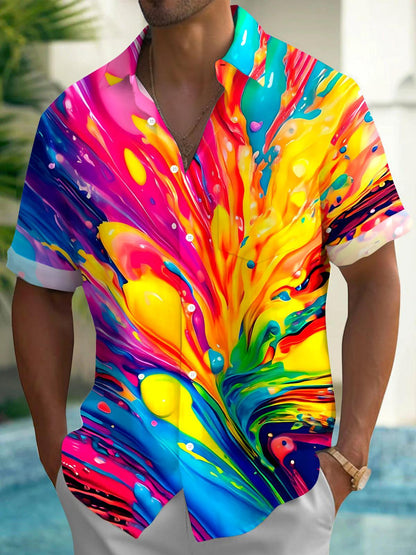 Tie Dye Men's Pocket Short Sleeve Shirts
