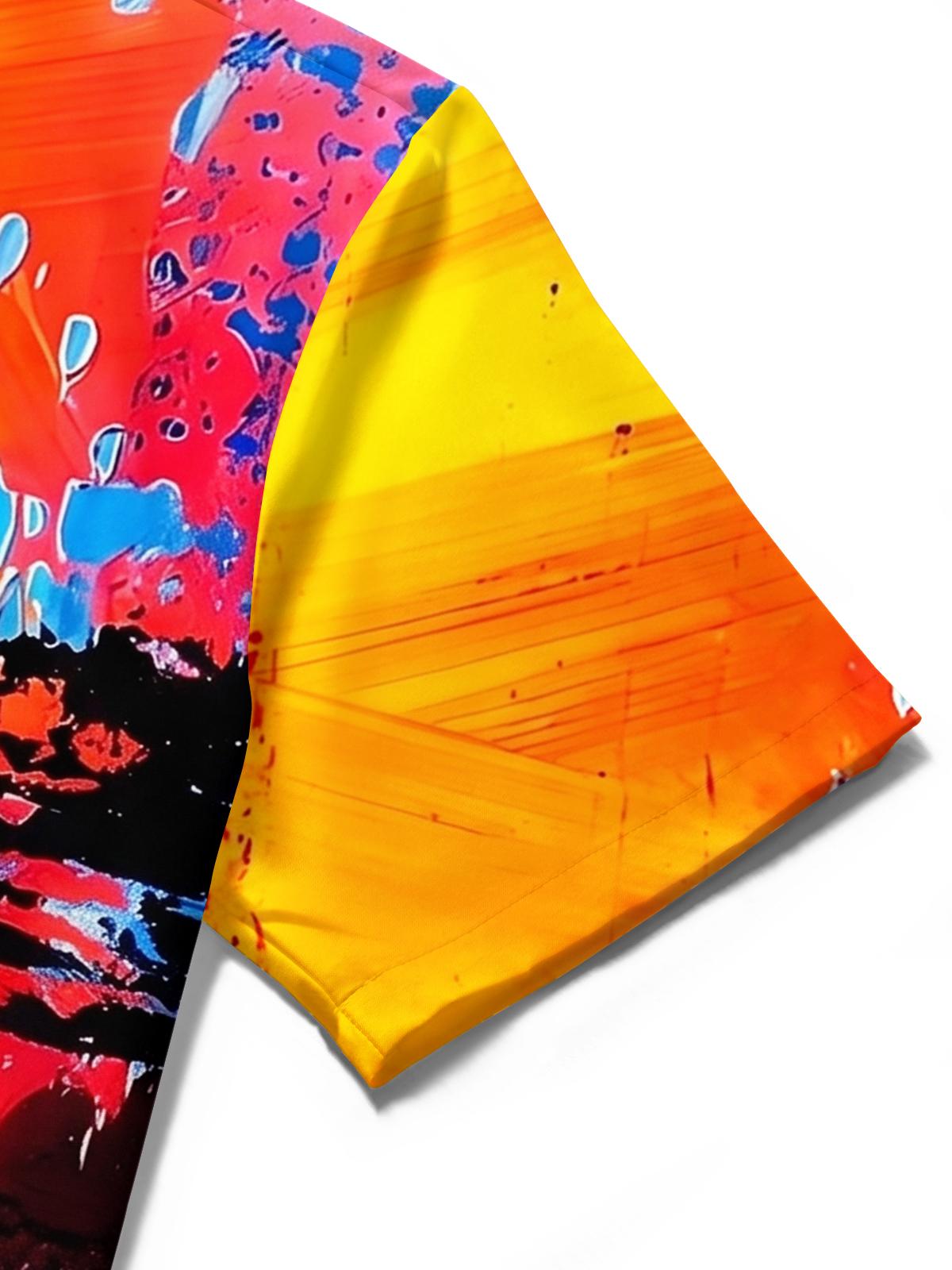 Art Abstract Colorful Splash Men's Pocket Short Sleeve Shirts