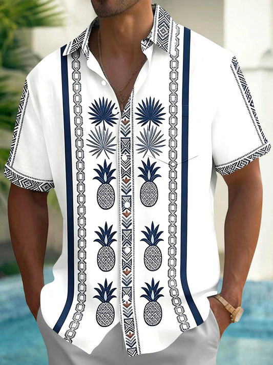 Hawaiian Pineapple Men's Pocket Short Sleeve Shirts