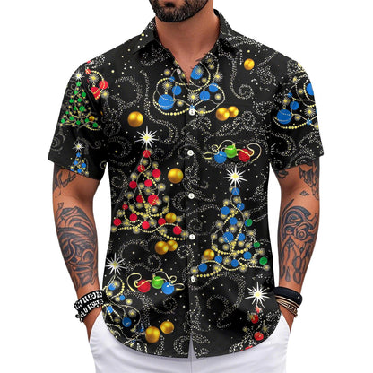 Christmas Hawaiian Shirts for Men Christmas Tree Short Sleeve Holiday Shirts Trendy Basic Tops for Leisure Vacation fabulous