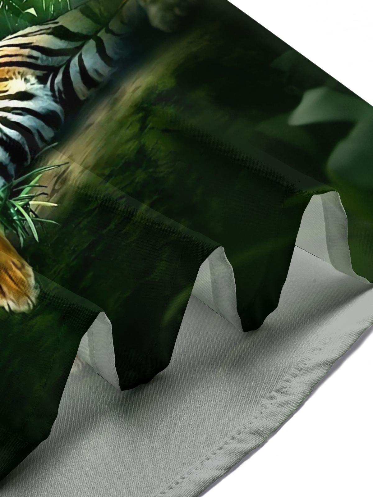 Tiger Print Men's Pocket Short Sleeve Shirts