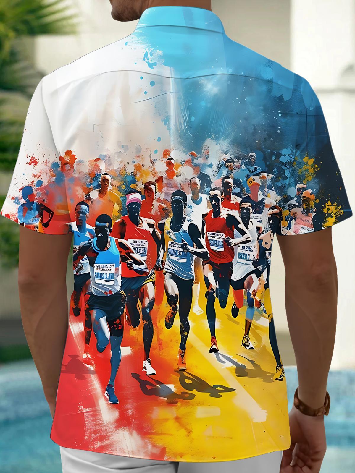 Marathon Print Men's Pocket Short Sleeve Shirts