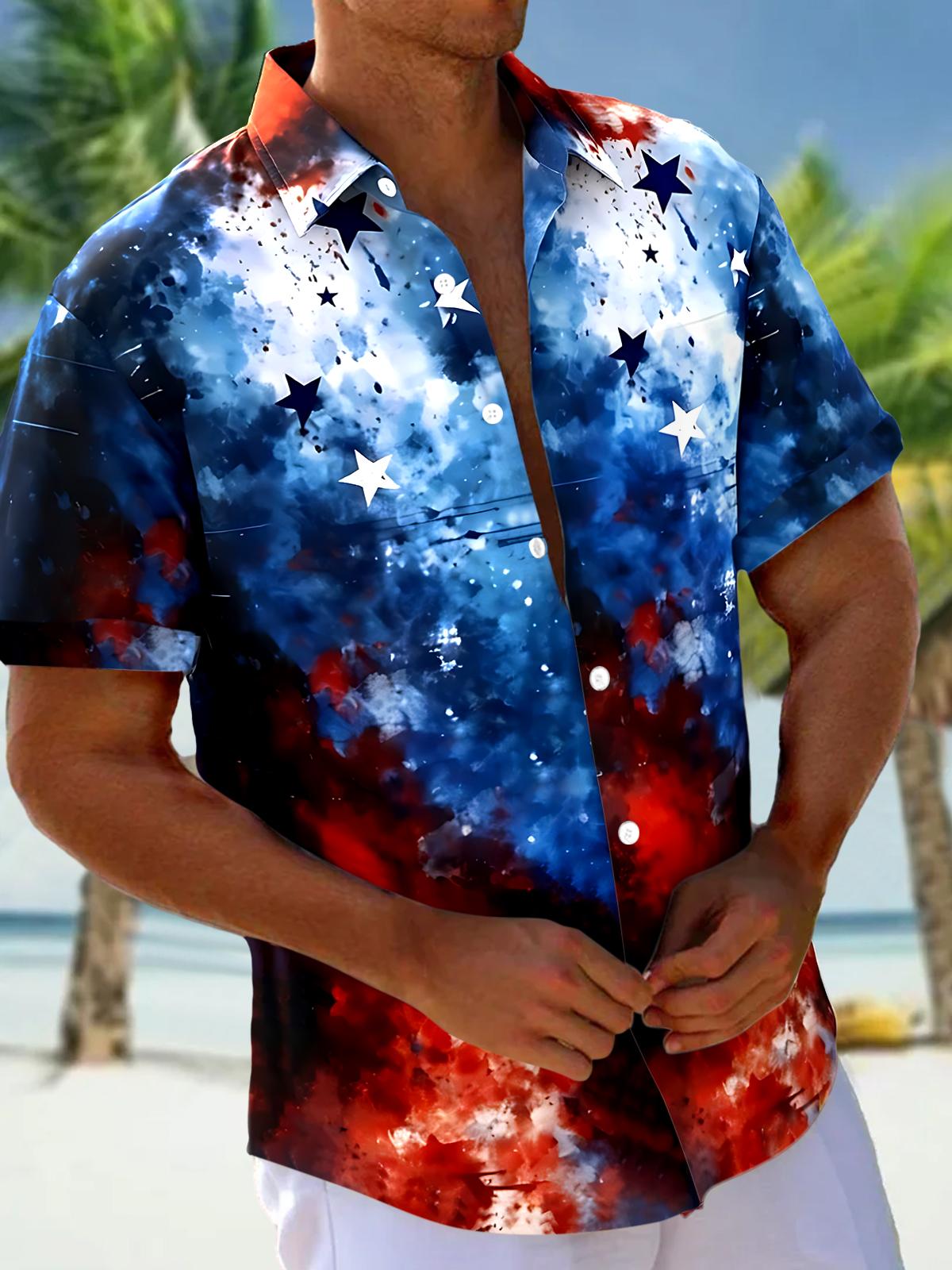 Tie Dye Men's Pocket Short Sleeve Shirts