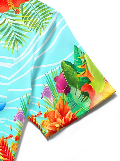 Hawaiian Flower Medical Stethoscope Men's Pocket Short Sleeve Shirts