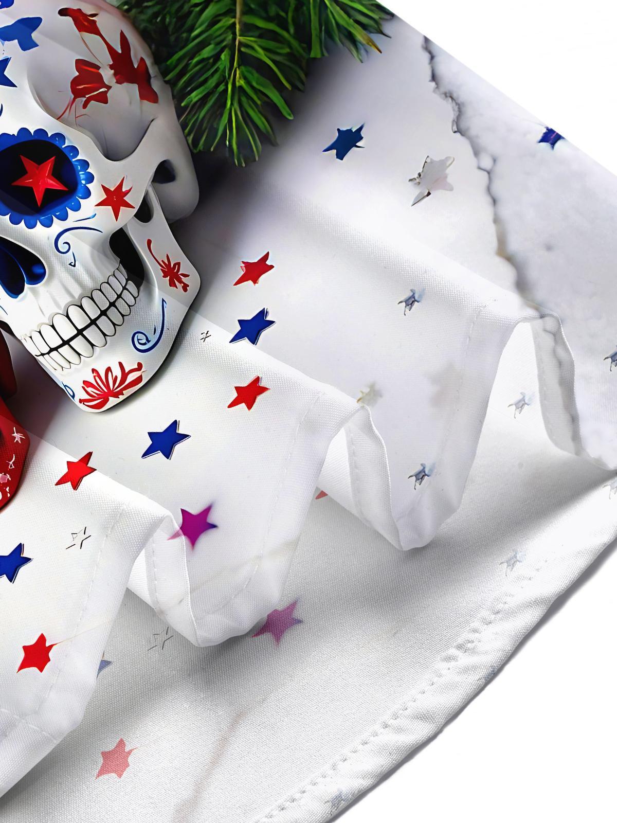 American Flag Sugar Skull Independence Day Men's Pocket Short Sleeve Shirts